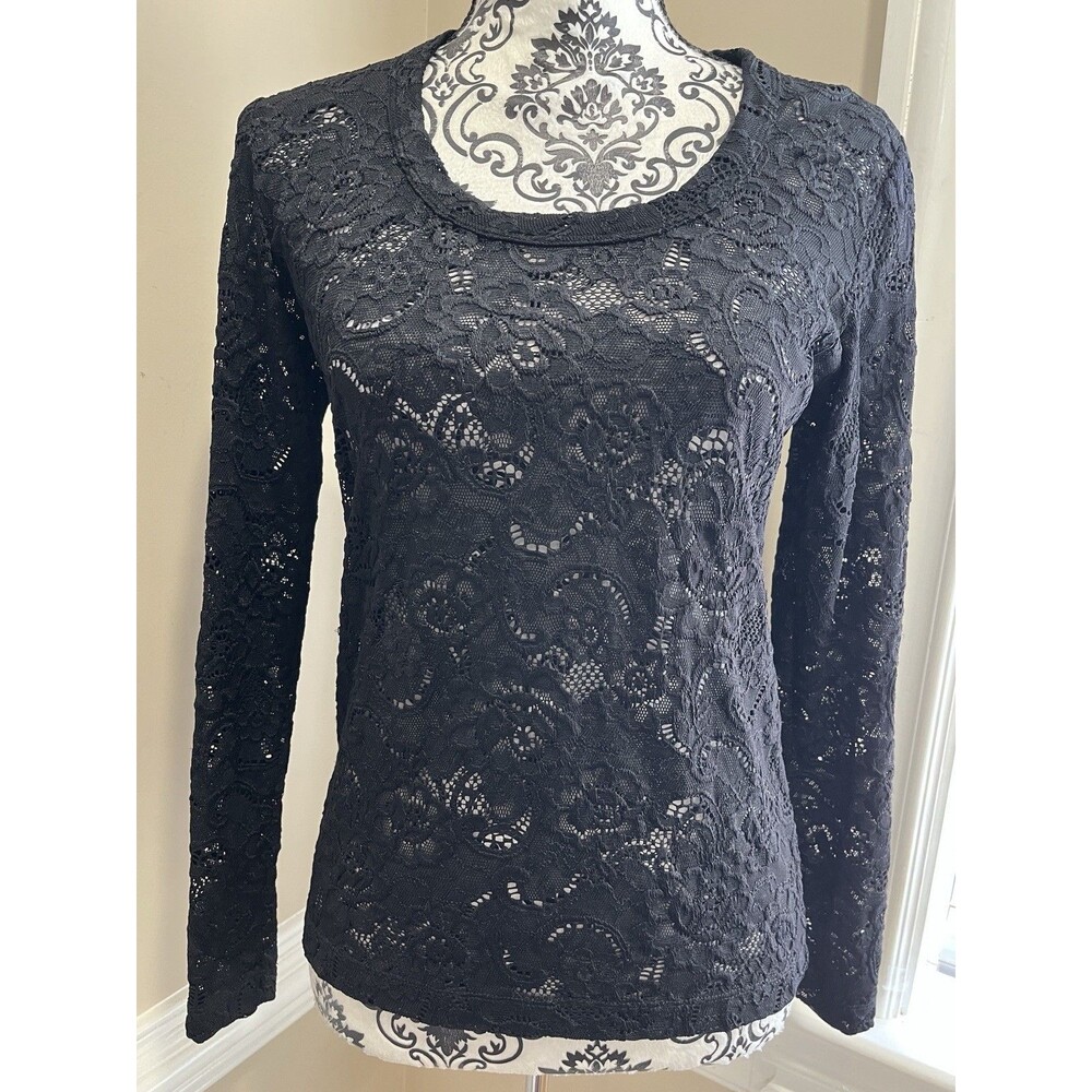 Chico’s Y2K Mesh Lace Top 90s Witchy Romantic Goth Coquette Vamp Small